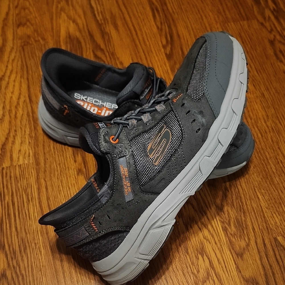 Skechers Men's Slip-ins Charcoal and Tangerine Athletic Shoes